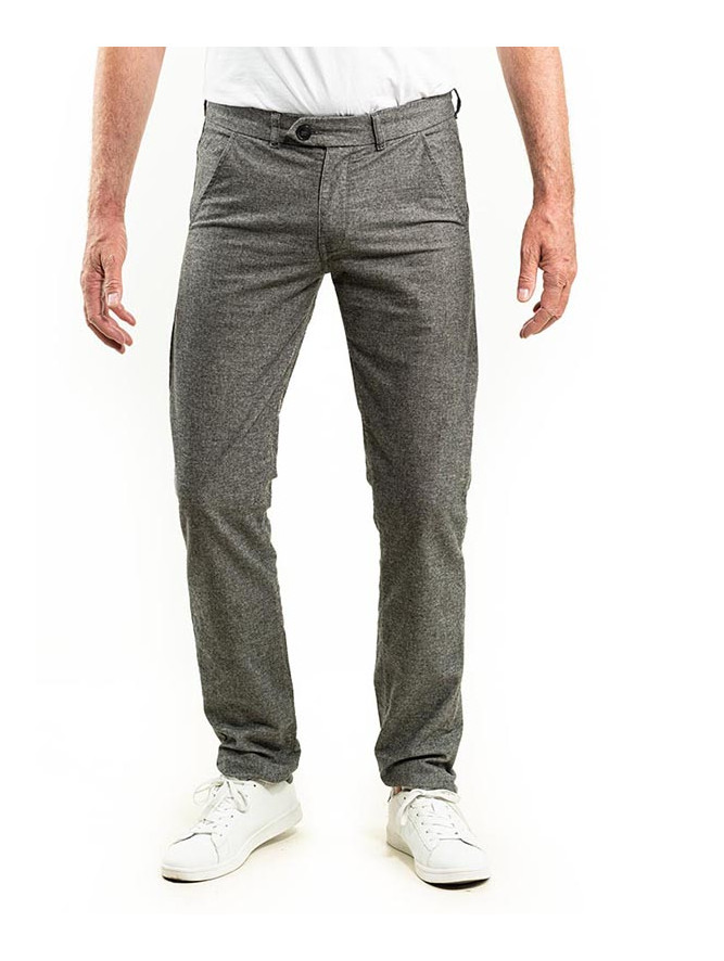 pantalon habille extra long en mature gris chine